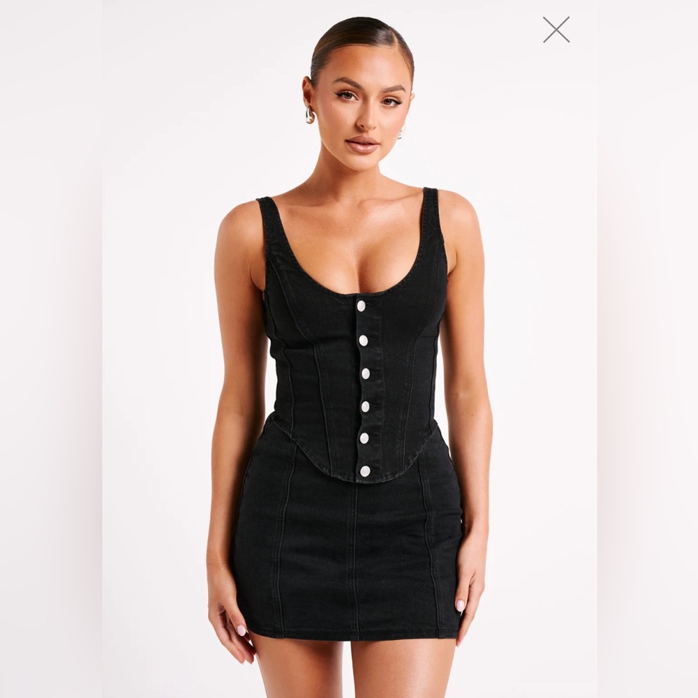 NWT - Meshki- Leilani Denim Corset - Washed Black - Small